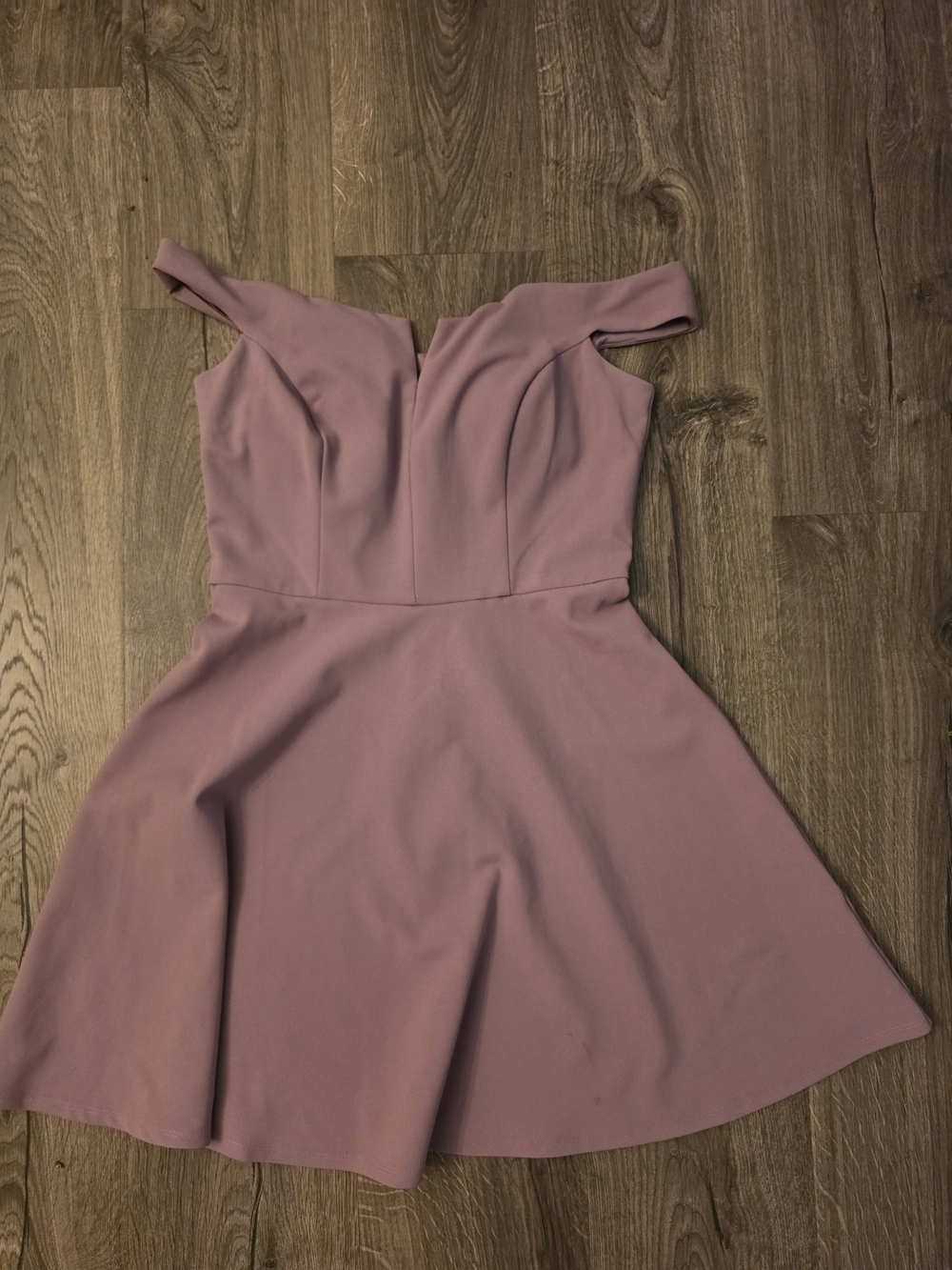 BCX Mauve Pink Off-Shoulder Fit-and-Flare Mini Dress